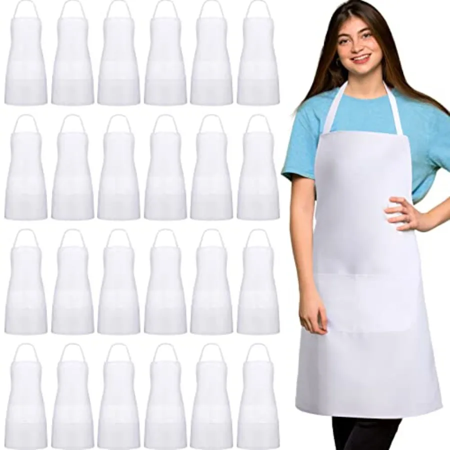 

24 Pack Bib Aprons Unisex Commercial Apron Resistant Apron Kitchen BBQ Crafting Aprons for Women Men Chef