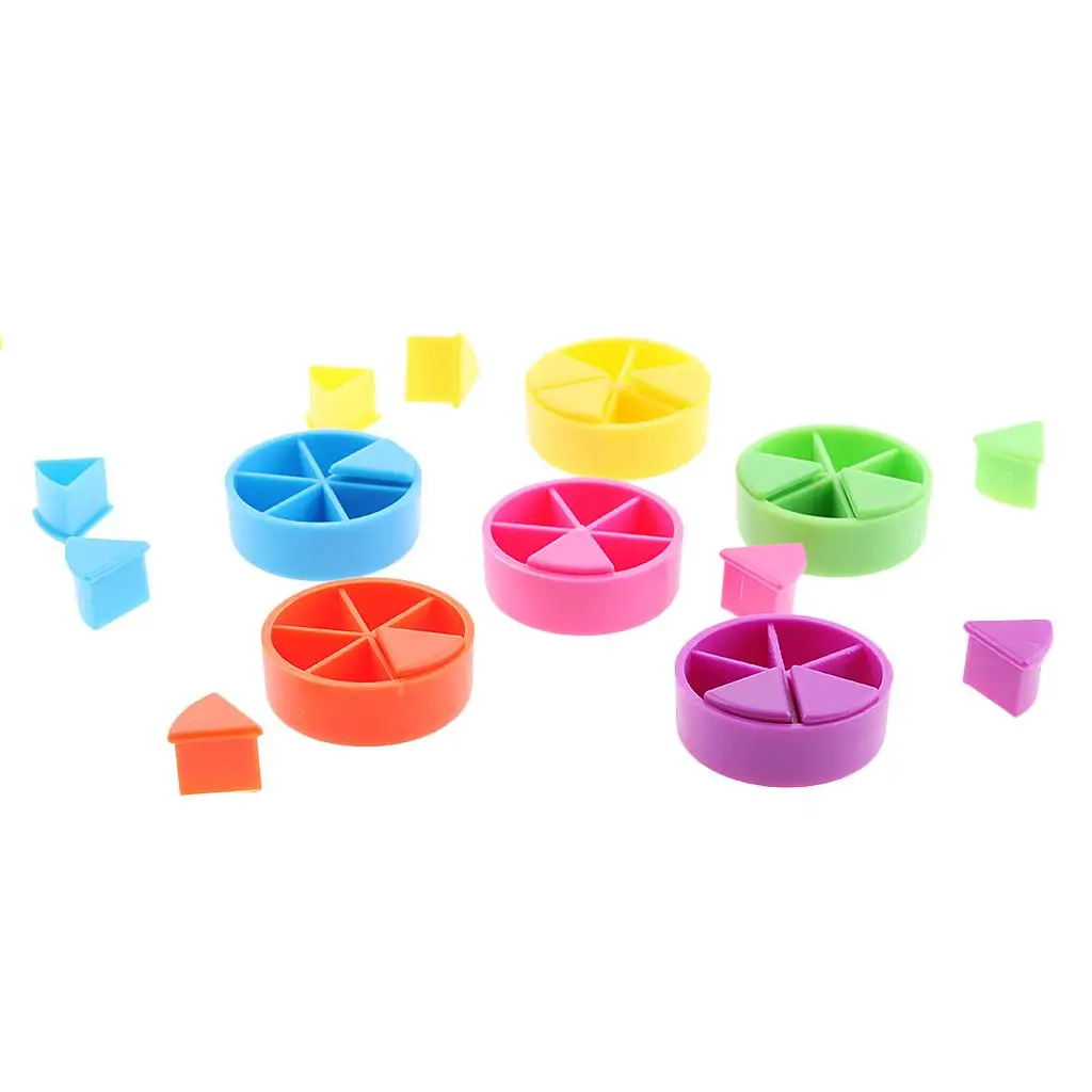 

Colorful Plastic Game Pieces Assorted Pie Wedges Math Toys Educational Replacement Parts for Kids School