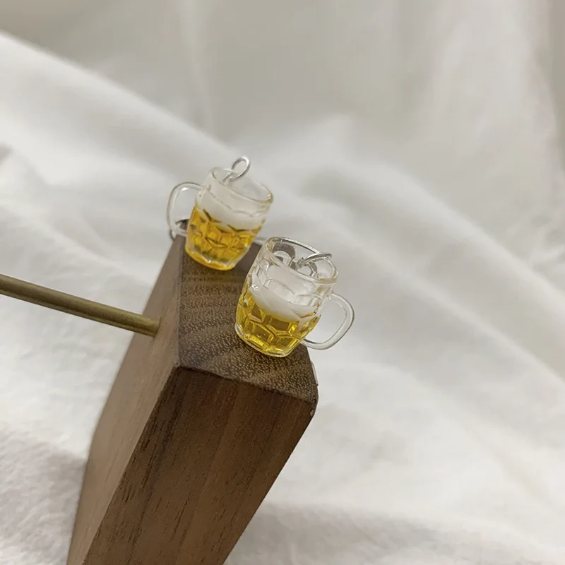 Personalized Simulation Mini New Beer Cup Earrings for Women Girl Creative Fun Girl Earrings