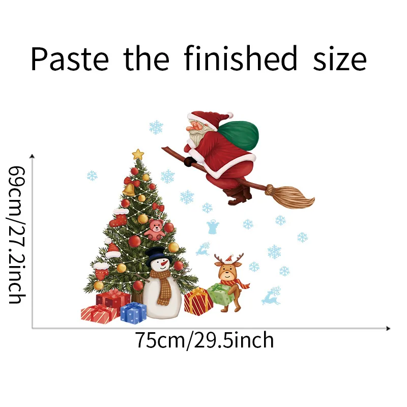 Christmas Tree Santa Claus Glass Window Door Home Decoration Wall Sticker Self-adhesive Bathroom Decor