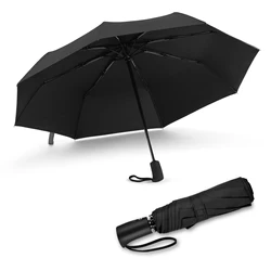 Full Automatic Umbrella For Female Male Strong 3 Folding 8 Ribs Windproof Umbrella For Rain and Sun High Quality Umbrella Stand