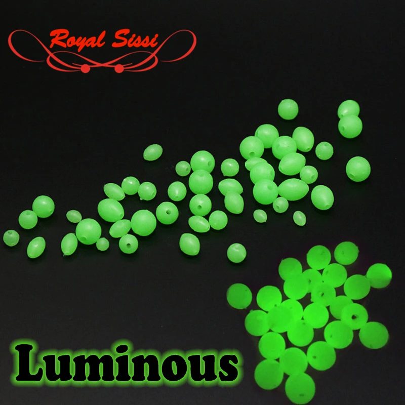 Royal Sissi-Cuentas luminosas redondas/ovaladas para pesca nocturna, flotador de pesca brillante, materiales para atar moscas, tamaños opcionales, 1 paquete