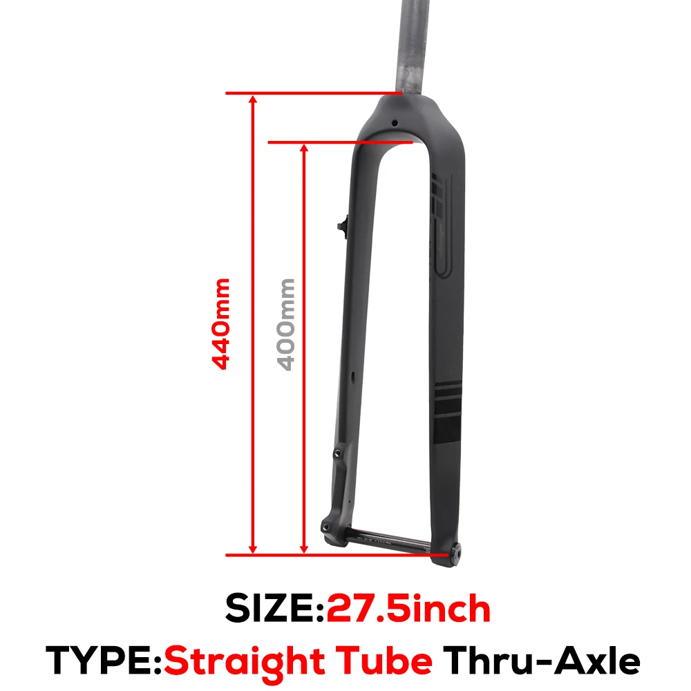 MTB Full Carbon Fiber Rigid Fork,Straight/Tapared Tube Bicycle Fork,9*100mm Quick Release,Thru Axle 15*100mm,26/27.5/29 Inch image 3