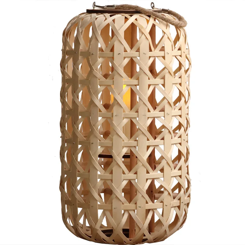 Wooden wind lamp candlestick creative log wind art design B & B cafe soft decoration retro lantern ornament