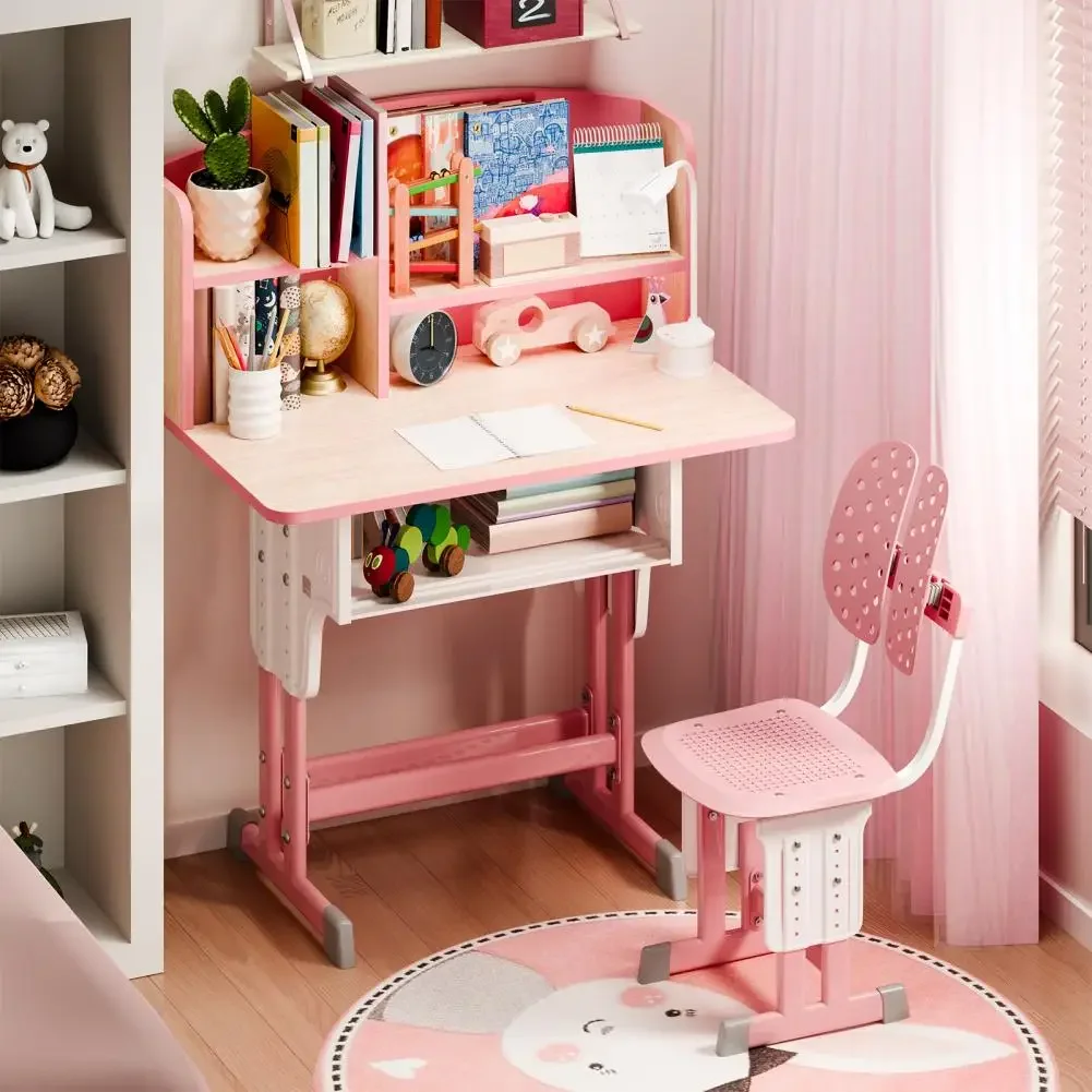 

Kids Desk Chair Adjustable Height School Learning Table Chair Set With Drawer Design Children Desk Chair Set Book Stand