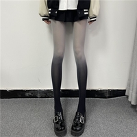 Gradient Anti hook Anime Fashion Tights Women Sexy Black Thin Candy Color Pantyhose Personality Nightclub Party Longh Stockings