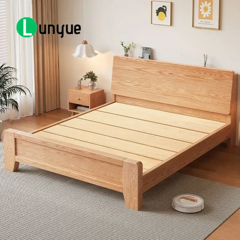 Solid Wood Bed Oak High Box Storage Air Pressure Lift Thickened Headboard E0 Grade Eco Friendly Household Furniture New