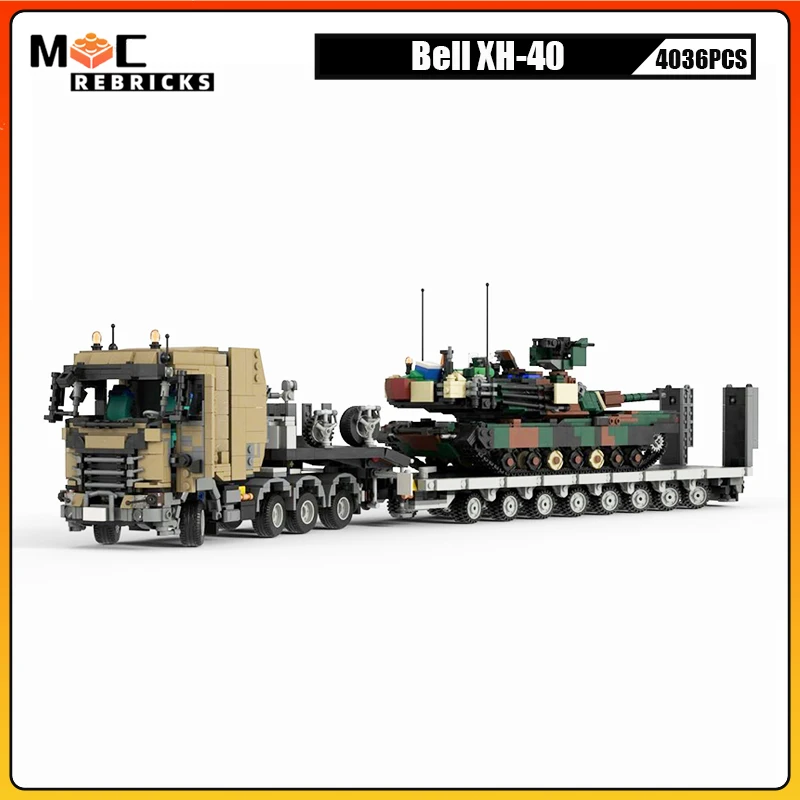 Moderner militärischer Transportwagen, Traktor, Fahrzeug, Baustein Scania-S 650, robuster Transporter, Flachbett-Technologie, Ziegelspielzeug