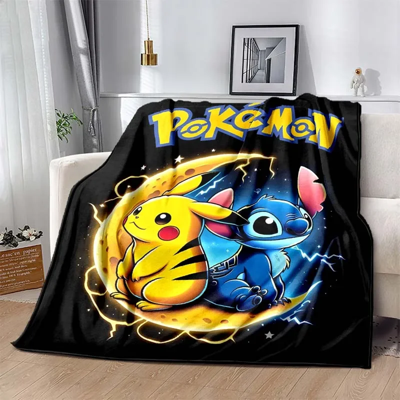 Pokémon Stitch Pikachu Print Soft Fluffy Throw Marvel Blanket King Size Luxury Winter and Baby Custom Made Children Grade Gift