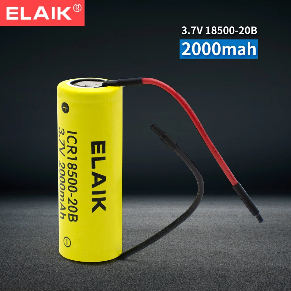 New 18500 2000mAh ICR18500-20B 3.7 V rechargeable battery lithium ion battery for LED flashlight + DIY Linie