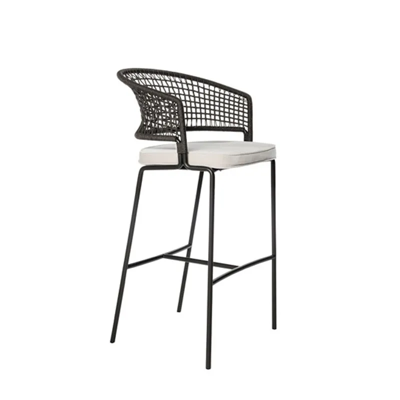 

Bar stool backrest creative outdoor Nordic solid wood table wrought iron bar chair