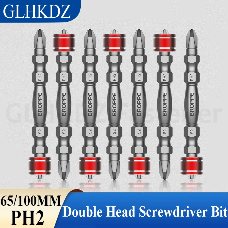 

PH2 Cross Head Double Headed Screwdriver Bit Set 65/100mm Double-end Cross Electric Screwdriver Bit With Magnetic Ring