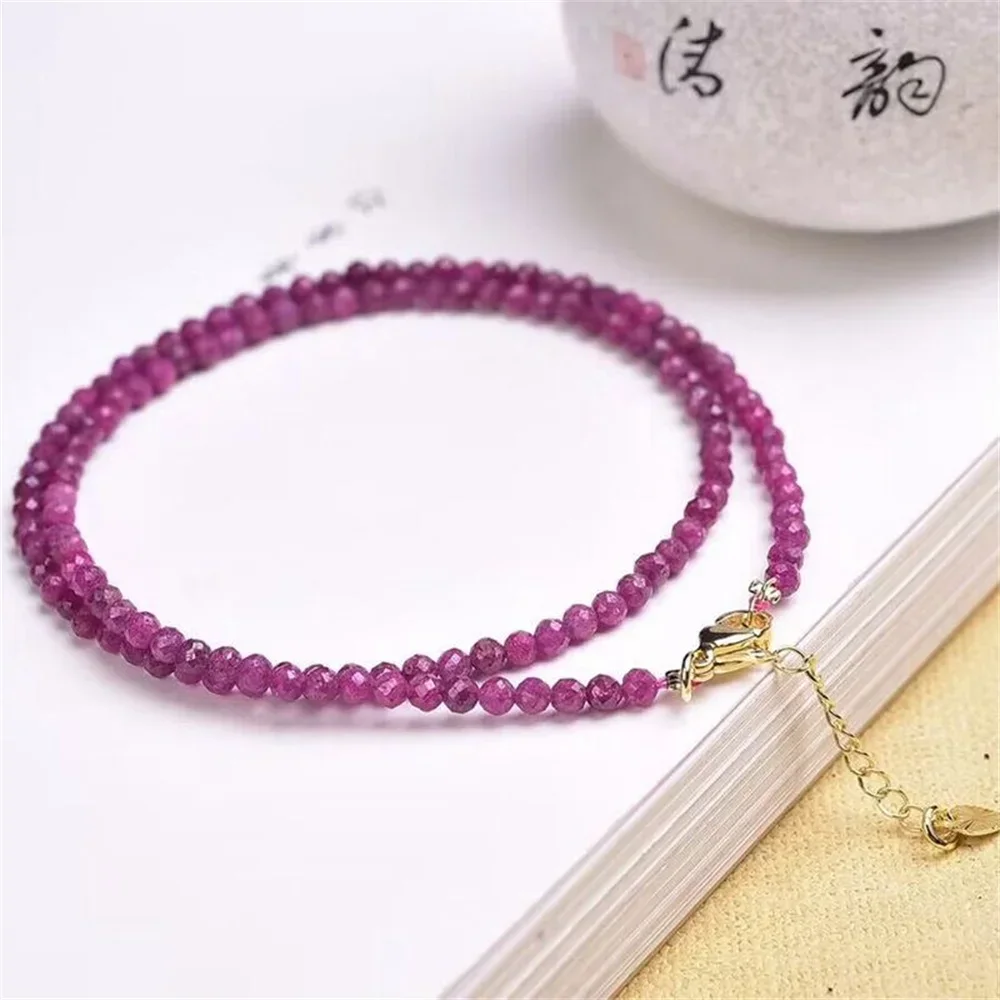 

Exquisite Natural Stone Crystal Bead Clavicular Necklace Women 3mm Faceted Strawberry in Choker Noble Leisure Evening Jewelry