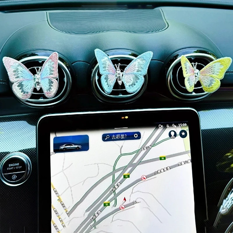 Car Dashboard Decoration Butterfly Car Clips Decoration Car Refreshing Interior Ornament