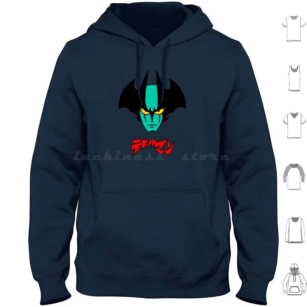 002b Devilman Head Nueva Sudadera con capucha de algodón de manga larga Devilman Devil Man Go Nagai Japón Anime Manga 1980 70s 80s Vintage Teoi 1972