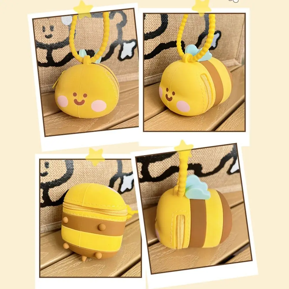 Silikonowa torba do przechowywania słuchawek Wodoodporna obudowa z kreskówką Bee Pokrowiec na słuchawki Odporna na zużycie Ultra lekka torba do zawieszania brelok