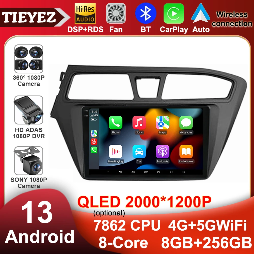 

8G 256G Android 13 Car Radio For Hyundai I20 LHD 2015 2016 2017 2018 Stereo GPS Carplay Auto Multimedia Player Head Unit No DVD