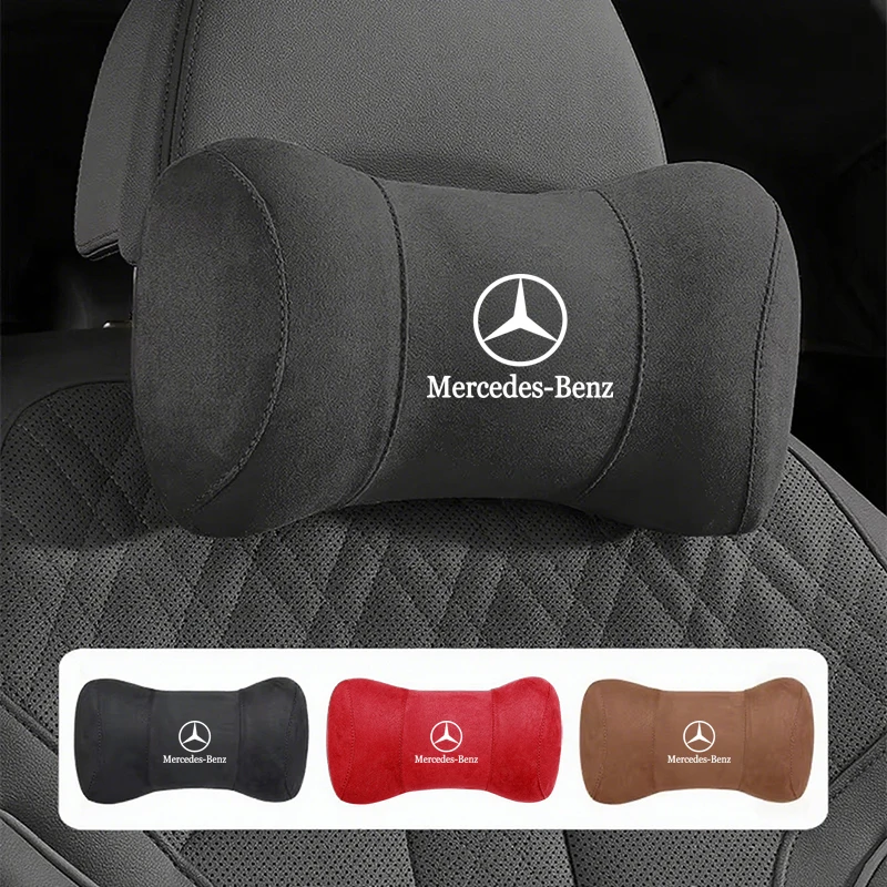 Auto-Nackenkissen aus Wildleder und Memory-Schaum für Mercedes Benz AMG W205 C300 W203 W206 W108 W124 W126 W140 W168 GLA GLB GLC