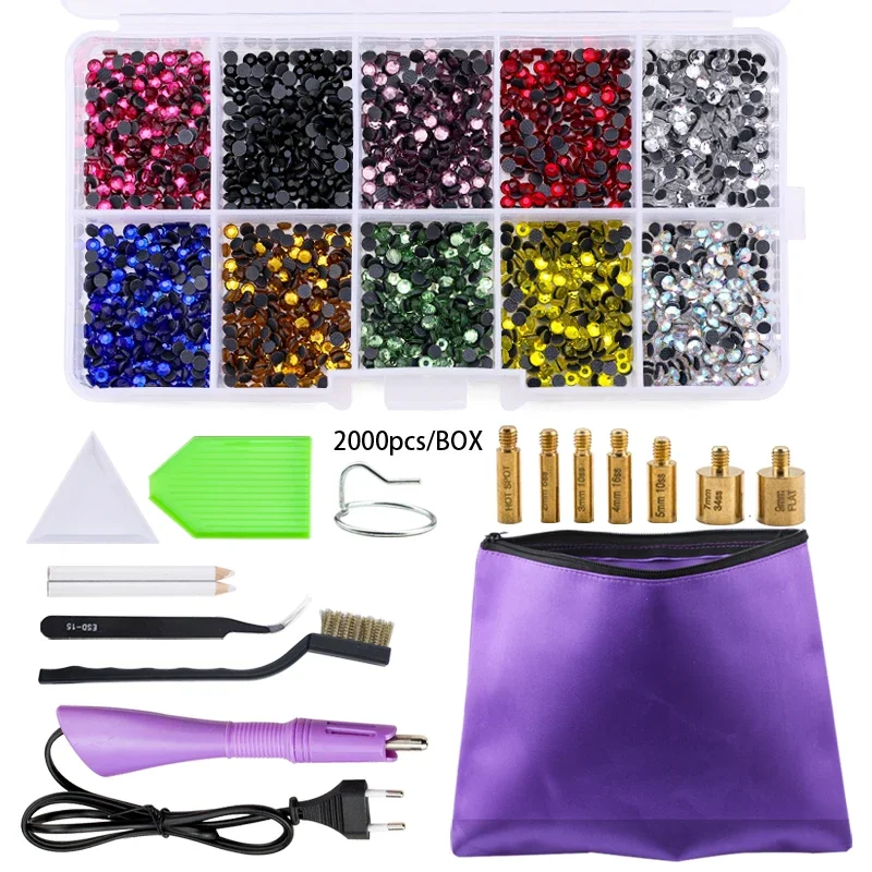 Hotfix Stone DIY Hot Fix aplicador de diamantes de imitación varita conjunto de herramientas, pinzas y Kit de pinceles y diamantes de imitación de cristal