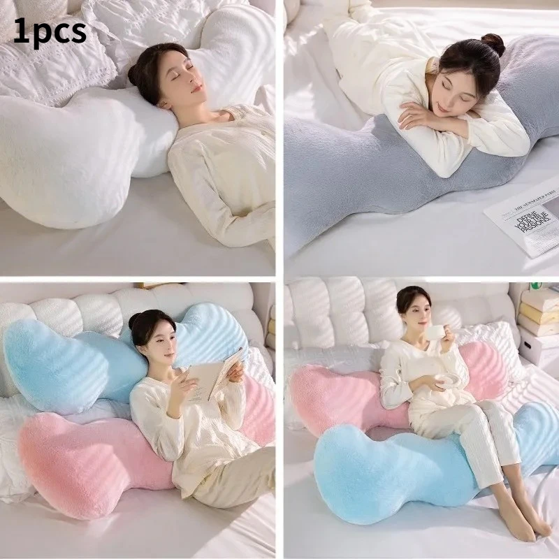 1pcs Cute Long Pillow, Bed Pillow Removable and Washable, Cloud Wave Throw Pillow, Girl Sleeping on The Side