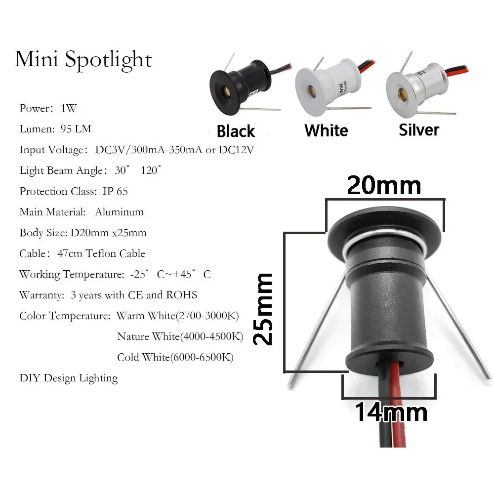 Imagem -04 - Mini Led Downlight Interior com Transformador Lâmpada de Foco Escada e Gabinete Iluminação de Teto 1w 12v Ip65 100265v