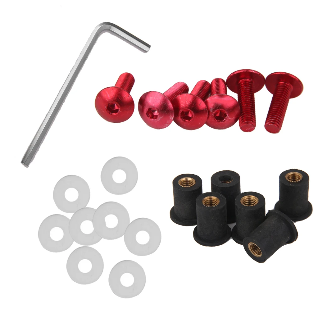 Motorcycle Fairing Windscreen Screw Kit Metal Bolts Nuts Allen Key and Gasket for Yamaha R12