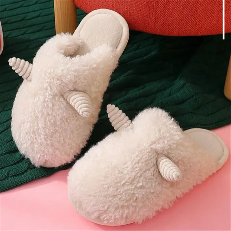 

Women's shoes, home mule slippers, women's winter indoor slippers, neutral plush fur slippers