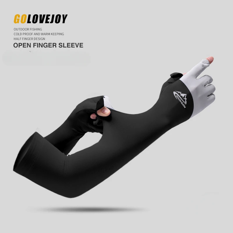 

Summer Ice Silk Sunscreen Sleeves Men's Outdoor HikingDriving Cycling Breathable Non Slip Gloves Gym Gloves Black Gloves