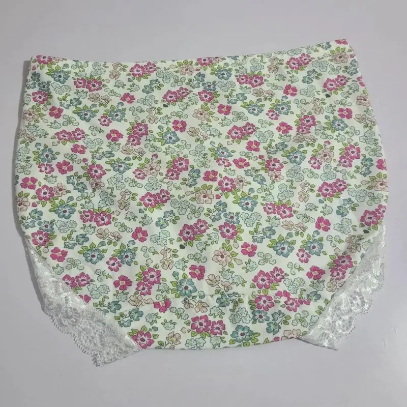 Plus Size Man's Floral Lace Panties Breathable Convex Pouch Sissy Middle Waist Panties Quick-drying Cotton Crotch Lingerie