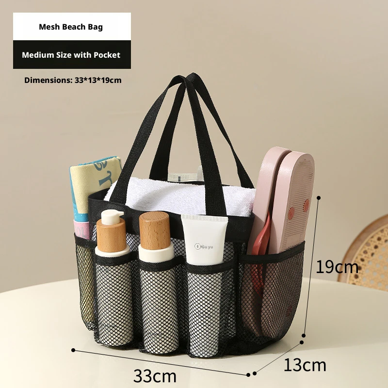 Large Capacity Mesh Beach Bag Swimsuit Organizer Multifunctional Travel Tote Hollow Storage Bag for Swimming Gear