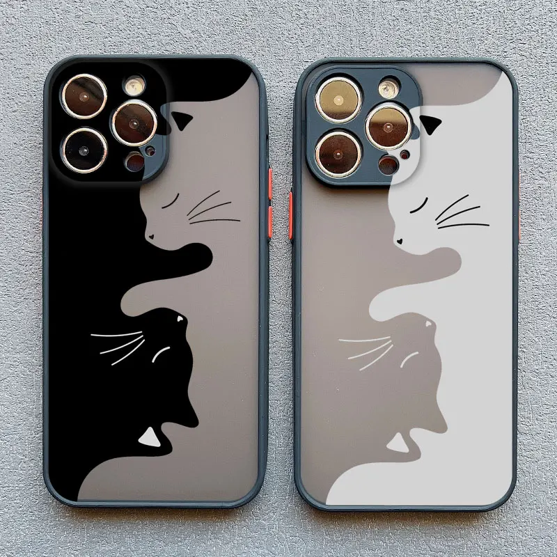 Luksusowe etui na telefon Black And White Cat do Iphone 15 14 Pro Max Plus 13 12 Mini Pro Max 11 X XR XS 8 7 Plus SE2 Wstrząsoodporne pokrowce