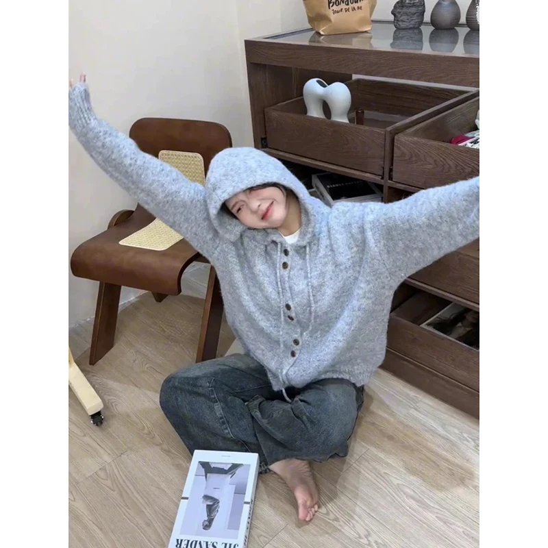 YIBASHU dames herfst winter trui met lange mouwen en capuchon Y2K Amerikaanse high street harajuku esthetische college retro topkleding