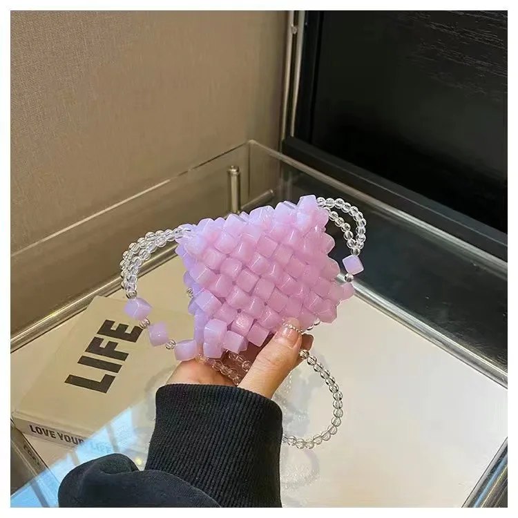 Transparent Jelly Candy Color Delicate Small Bag Female Niche Design Sense Crossbody Mini Pink Coin Purse Mouth Red Envelope