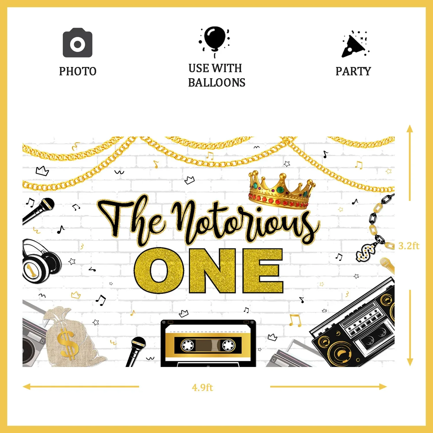 The Notorious One 1st Birthday Backdrop, Hip Hop Photo Background, Our Birthday Party Decorations