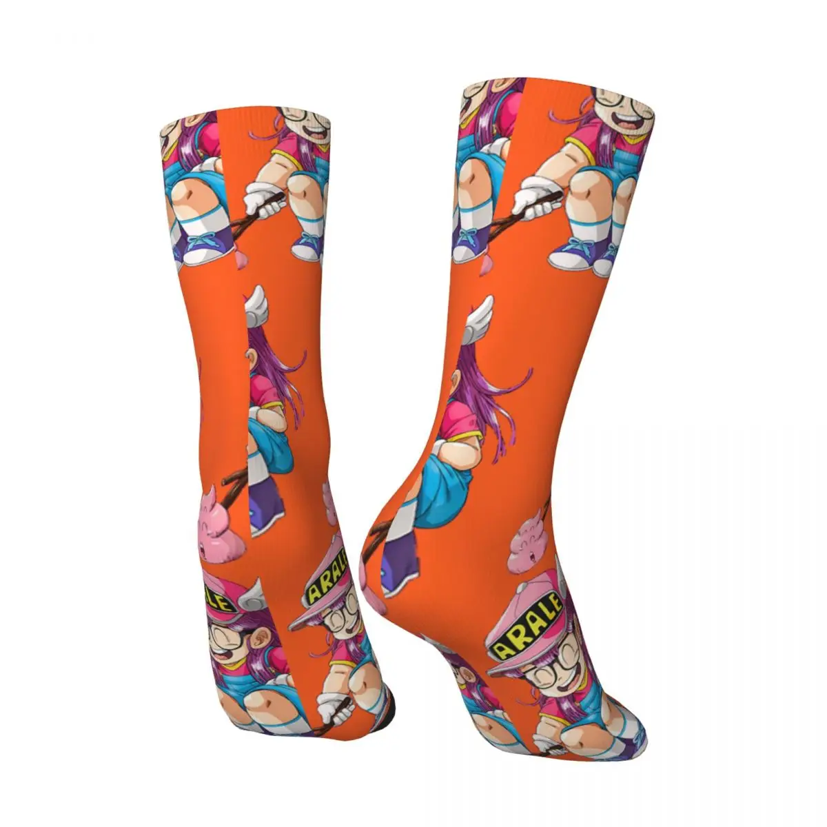 Hip Hop  Arale Design Crazy Men\'s compression Socks Unisex Dr Slump Japanese Manga  Seamless Printed  Novelty Crew Sock Boys