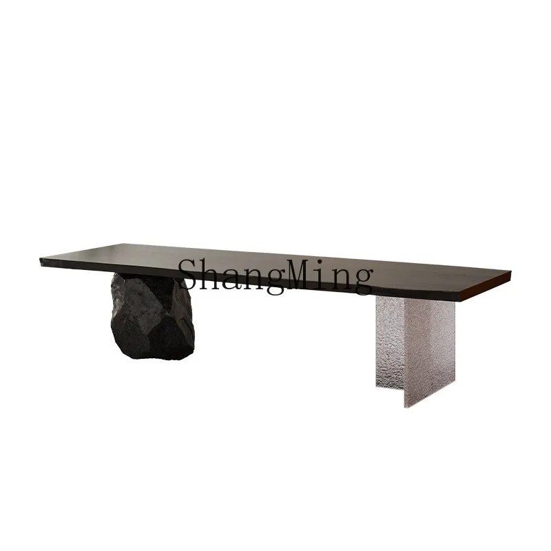 

ZHB Gift Song Dynasty Aesthetics Whole Board Solid Wood Large Board Tea Table and Chair Combination Office Living Room