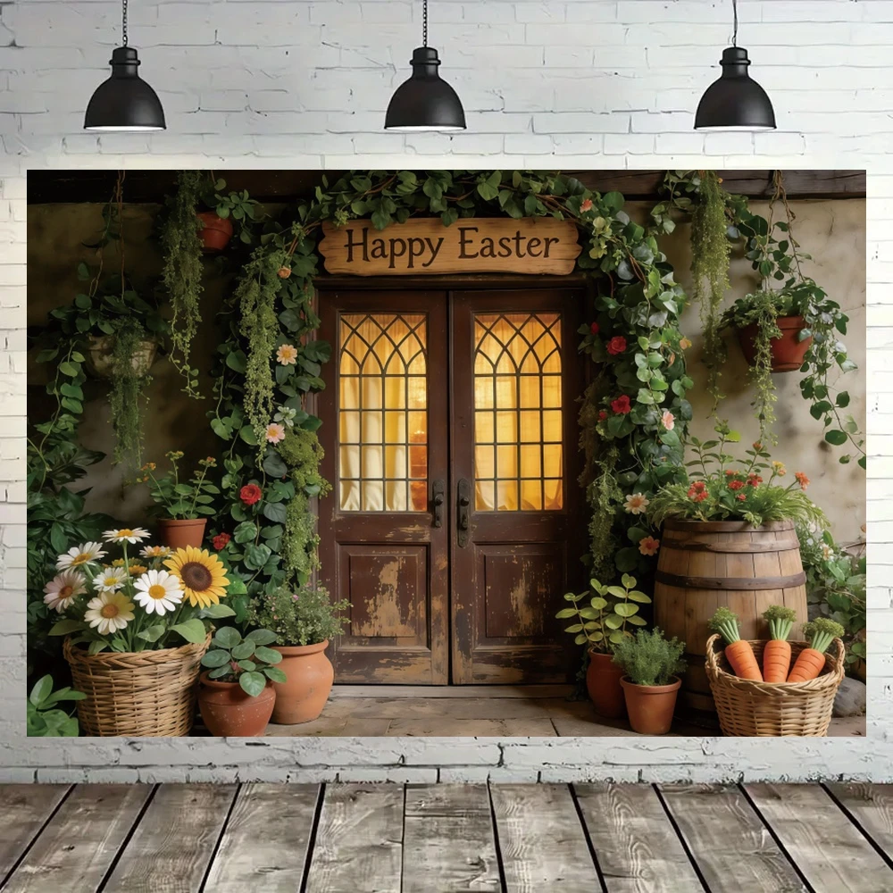 Easter Background Vintage Cottage Floral Vine Garden Photo Backdrop Spring Holiday Party Decoration Kid Photography Studio Props