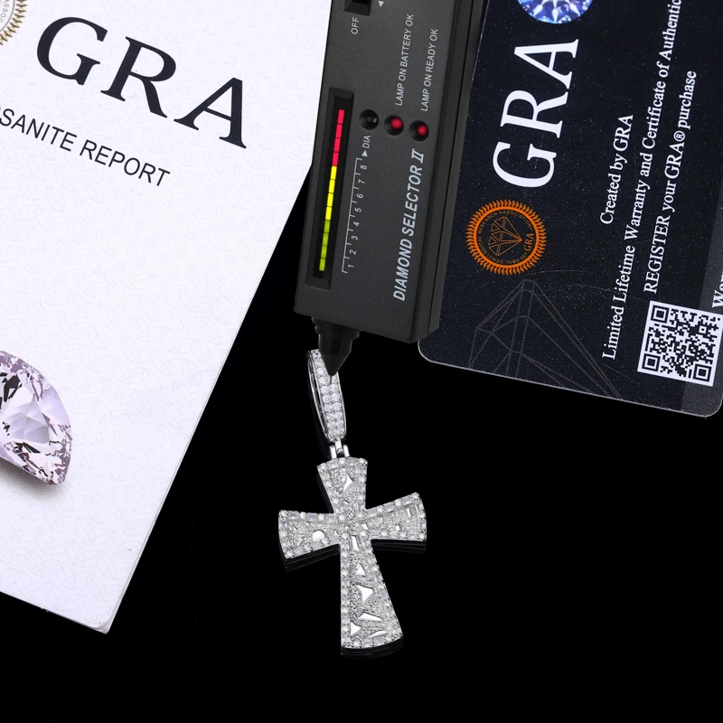 TUHE New  925 SilverCross Pendant Moissanite Classic Hip Hop Pendant Punk Hiphop/Rock For Men Hip Hop Jewelry Party gifts