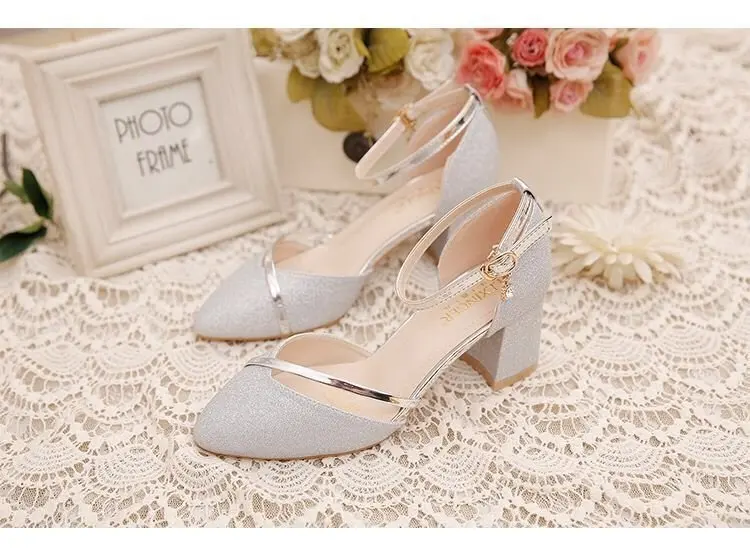 Mode Frühjahr und Sommer Schwarze Schuhe mit hohen Absätzen Damen Hochwertige Silber Hochzeit Schuhe mit hohen Absätzen Damen Gold Party Pump – Detail 12