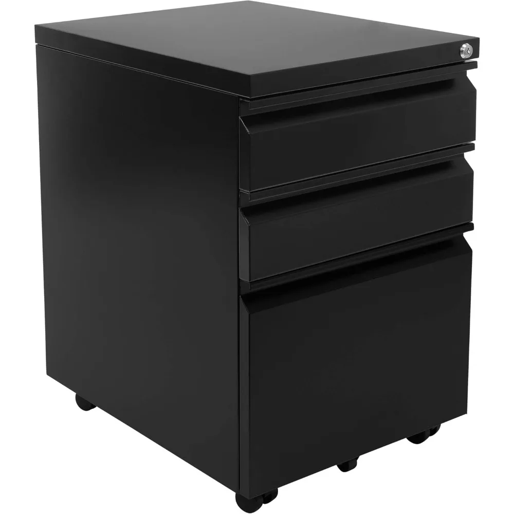 

Mount-It! 3 Drawer File Cabinet with Lock and Wheels, Under Desk Storage Filing Pedestal for Home Office, No Assembly Small Roll