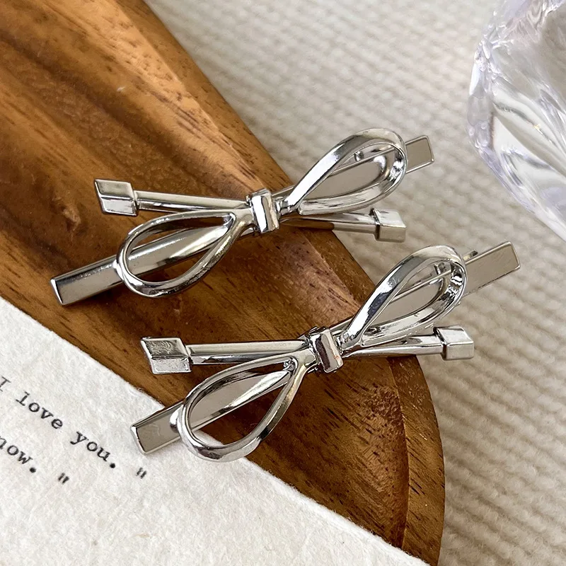 Korean Version New Trend Metal Bow Duckbill Clip Campus Party Creative Hair Clip Girl Fashionable and Elegant Hair Accessories