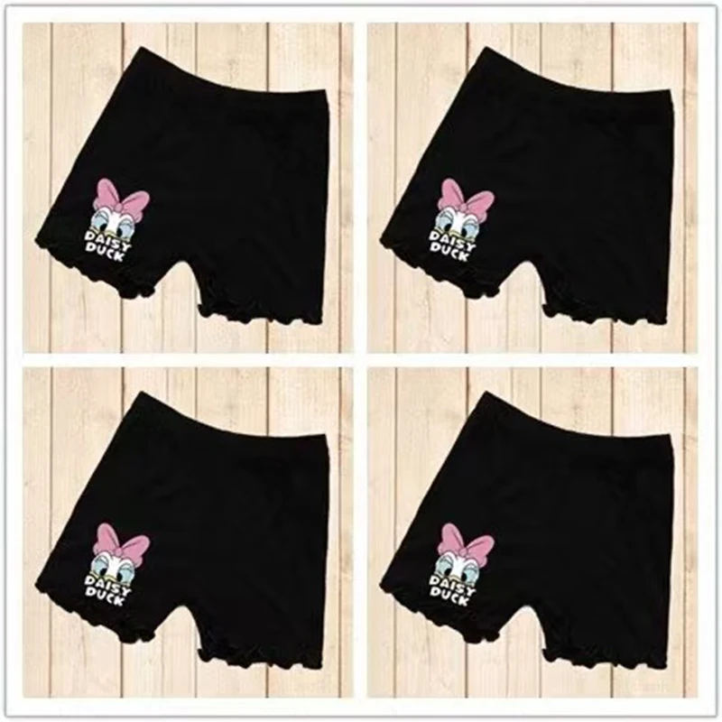 4 قطعة السراويل سلامة الفتيات الصيف الاطفال الكرتون ديزي بطة طباعة فتاة الملابس الداخلية الصلبة يغطي الرجل الملاكم موجز الأطفال الشاطئ بانت 1-12T #4