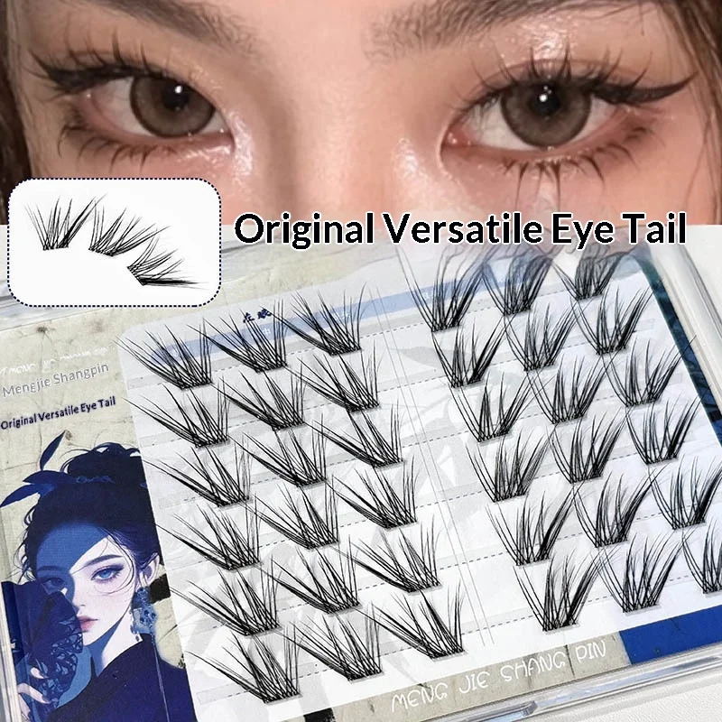 Pre-glued Self-Adhesive Manga False Eyelashes Chinese Aesthetic Fox Eye Winged Natural Look Eye-Enlarging Lashes For Daily Wear