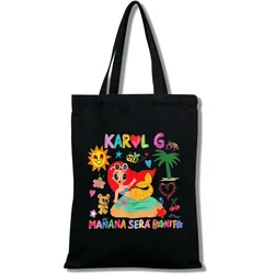 Women Shopper bag  Karol G Manana Sera Bonito Printed Harajuku Shopping Canvas Shopper Bag girl handbag Tote Shoulder Lady Bag