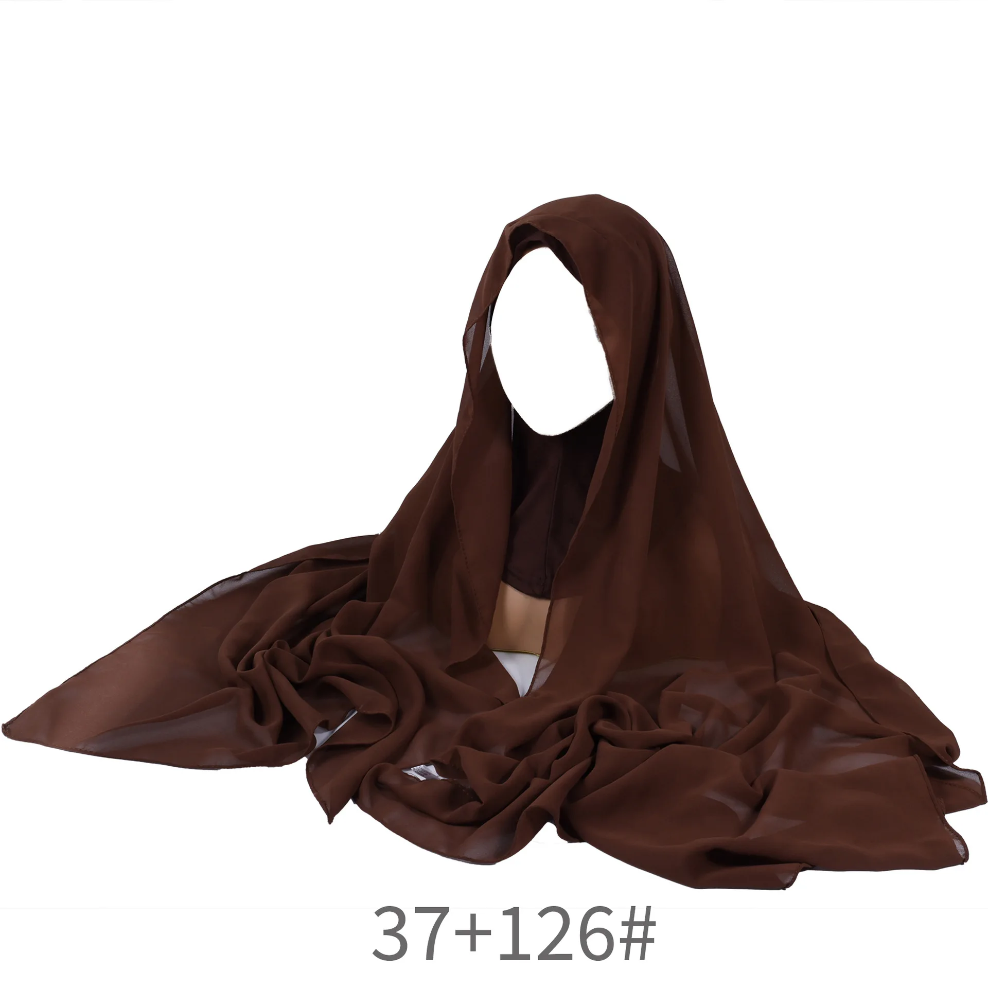 Bottom Cap + Chiffon Headscarf Combination Set New Monochrome Pearl Chiffon Headscarf Cover, Bottom Cap Combination