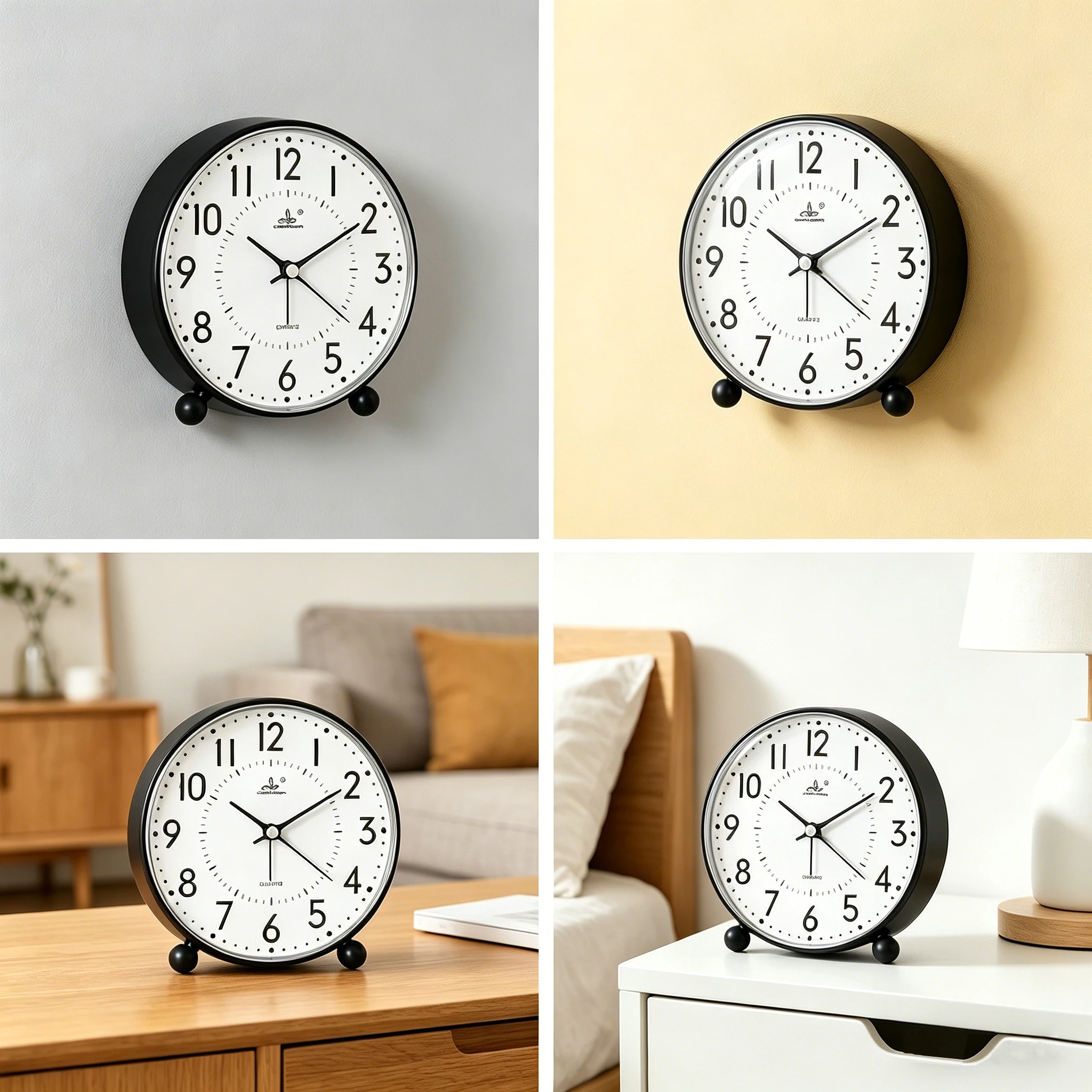 5 Inch Analog Alarm Clock Round Quartz Clock Non-Silent Battery Powered Wall Clocks Tabletop Clocks for Bedroom Office Home - view 4
