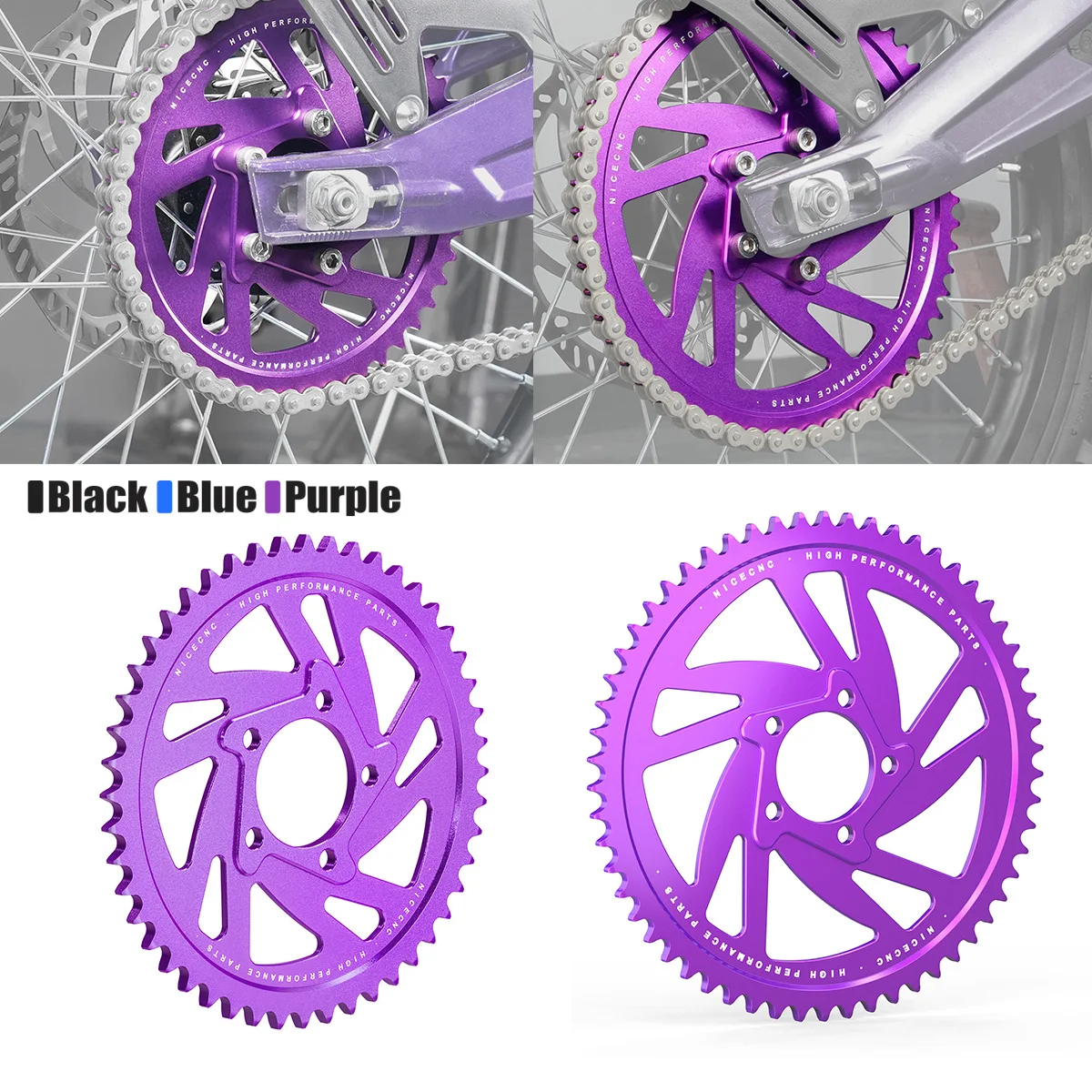 

NICECNC For Surron Light Bee X 48 Teeth 58 Teeth Rear Chain Sprocket Enhanced Parts For Sur-Ron Light Bee S L1E Segway X160 X260