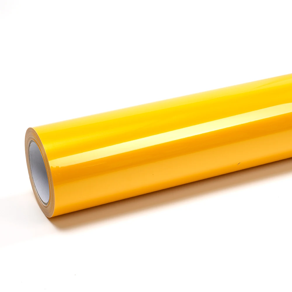 2025 Hight Kwaliteit 1.52X17 M Luchtbel Gratis Rekbaar PET Metallic Esdoornblad Geel Wraps Sticker Car Wrapping film