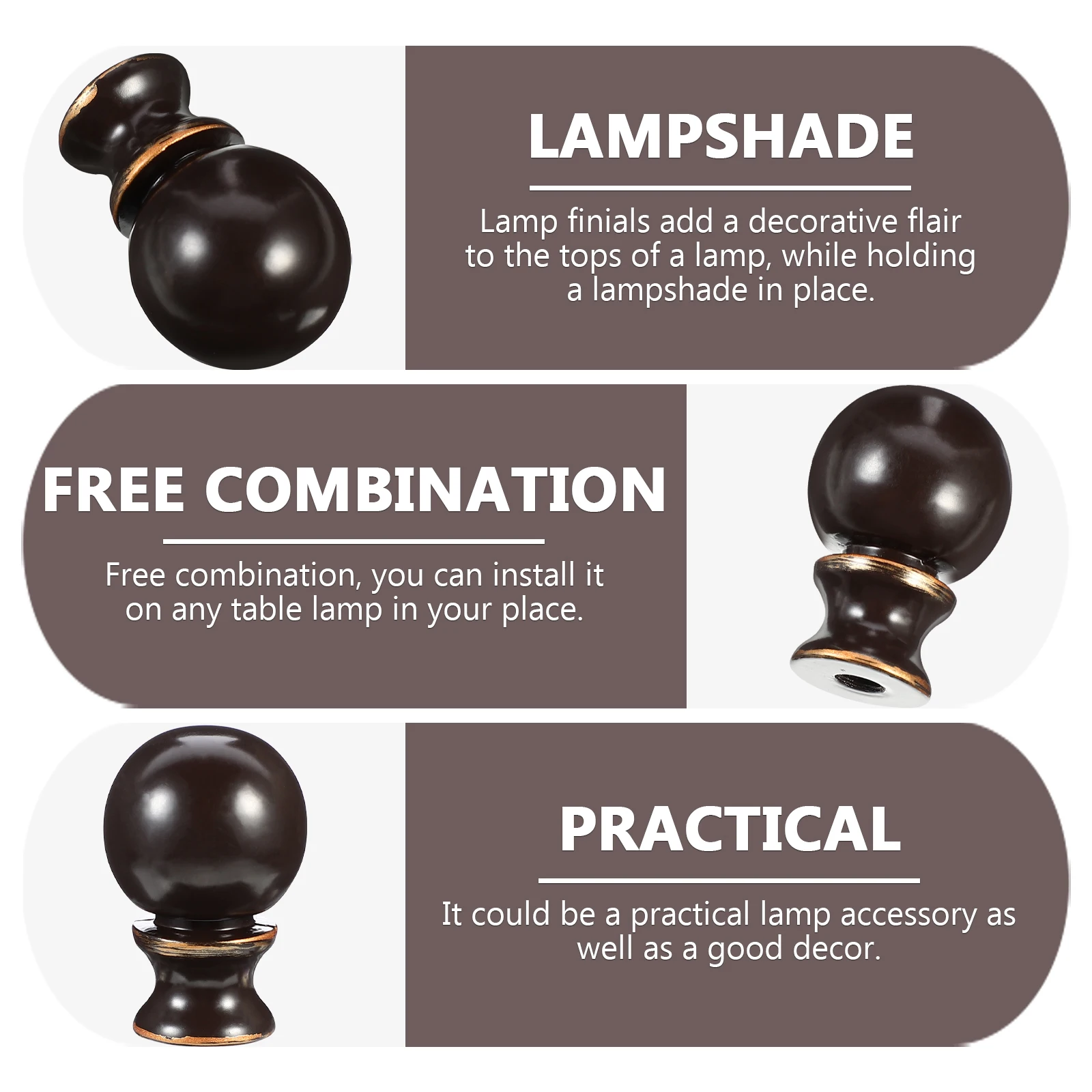

2pcs Lamp Finial Decoration Horn Frame Decorative Head Light Knob Floor Table Light Parts Durable Easy Install Safe for Home