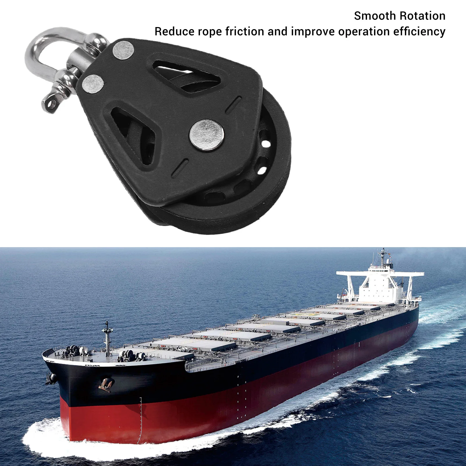 Marine Pulley Block 50mm Single Swivel Sailing Block Stainless Steel Bearing Nylon Wheel Marine Pulley for Marine Rope Guidance